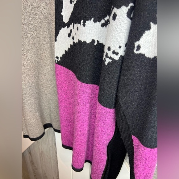 B15.11 Nic+Zoe Colorblock Mixed Media Tunic Sweater Side Zipper Purple Black Tan - Picture 8 of 8